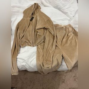 SKIMS velour jogger pant & hoodie.